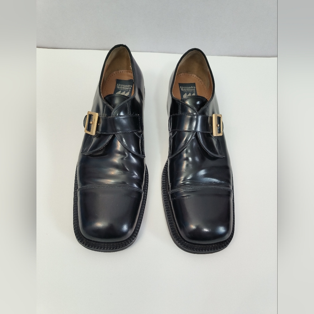 Alessandro Melchiorri Black Leather Dress Shoes Men's 13-46
